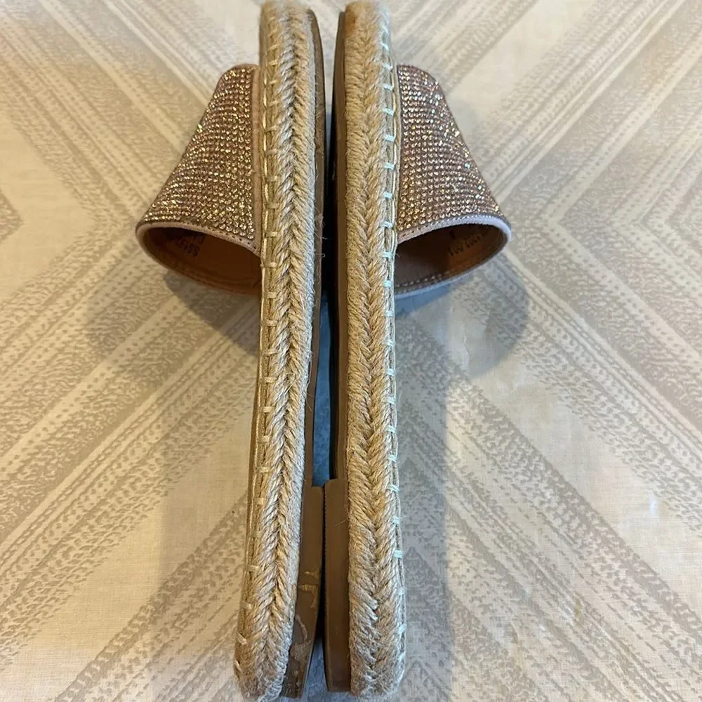ShuShop Rose Gold Espadrille Slide Sandals - Size 8